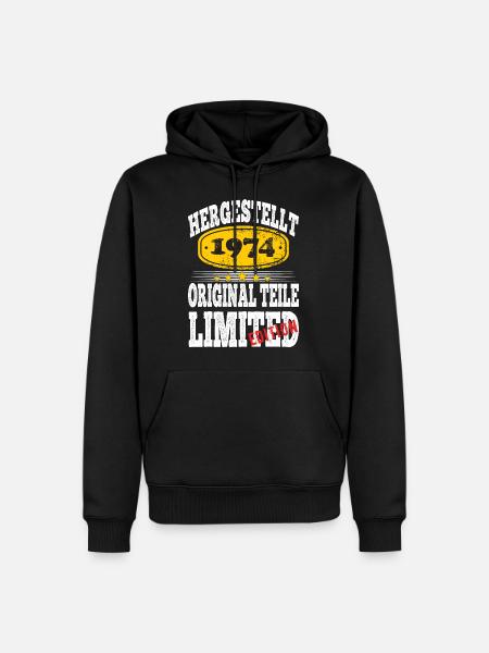 Hergestellt 1974 - Männer Premium Bio Hoodie - Schwarz