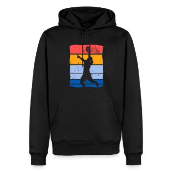 Retro Padelspieler Padel-Tennis Padeltennis - Männer Premium Bio Hoodie - Schwarz - Vorne - Nico (187cm)