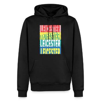 Leicester Angleterre UK City Font Skyline Accueil - Sweat à capuche Premium bio Homme - noir - Devant - Nico (187cm)