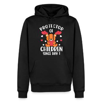 Protecteur de progéniture en peluche - Sweat à capuche Premium bio Homme - noir - Devant - Nico (187cm)