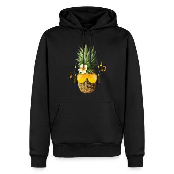 Fette Ananas Beats - T-Shirt Sommermotiv - Männer Premium Bio Hoodie - Schwarz - Vorne - Nico (187cm)