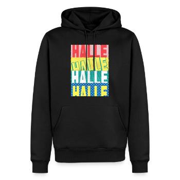 Halle Deutschland Stadt Schrift Skyline Heimat - Männer Premium Bio Hoodie - Schwarz - Vorne - Nico (187cm)