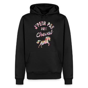 J'Peux Pas J'Ai Cheval - Sweat à capuche Premium bio Homme - noir - Devant - Nico (187cm)