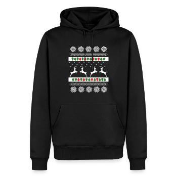 Weihnachtspulli Norweger Muster Rentiere - Männer Premium Bio Hoodie - Schwarz - Vorne - Nico (187cm)