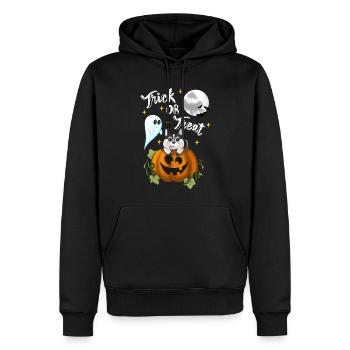 Trick or treat chien blanc - Sweat à capuche Premium bio Homme - noir - Devant - Nico (187cm)