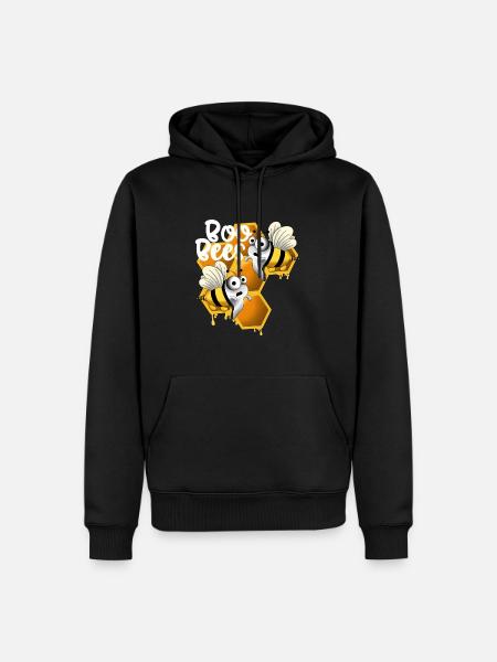 Boo bees mit Wabe weiß - Männer Premium Bio Hoodie - Schwarz