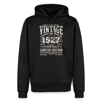 Les légendes sont nées en 1927 - Sweat à capuche Premium bio Homme - noir - Devant - Nico (187cm)