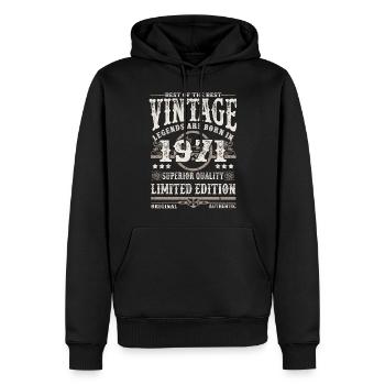 Legenden werden 1971 geboren - Männer Premium Bio Hoodie - Schwarz - Vorne - Nico (187cm)