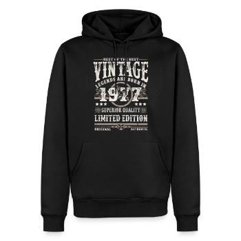 Legenden werden 1977 geboren - Männer Premium Bio Hoodie - Schwarz - Vorne - Nico (187cm)