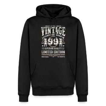 Legenden werden 1991 geboren - Männer Premium Bio Hoodie - Schwarz - Vorne - Nico (187cm)