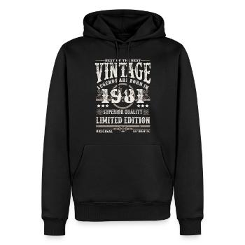 Legenden werden 1981 geboren - Männer Premium Bio Hoodie - Schwarz - Vorne - Nico (187cm)