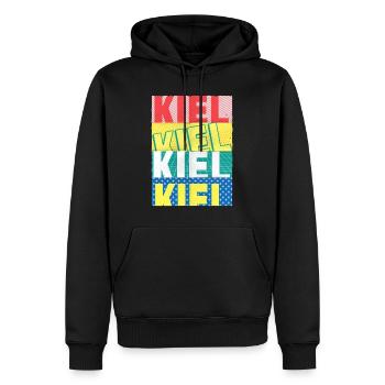 Kiel Allemagne City Font Skyline - Sweat à capuche Premium bio Homme - noir - Devant - Nico (187cm)