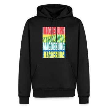 Magdeburg Deutschland Stadt Schrift Skyline - Männer Premium Bio Hoodie - Schwarz - Vorne - Nico (187cm)
