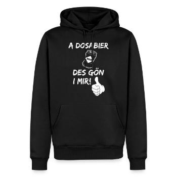 Bier Dosenbier Lustiger Spruch Vorarlberg Dialekt - Männer Premium Bio Hoodie - Schwarz - Vorne - Nico (187cm)