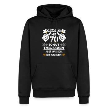 70. Geburtstag Spruch lustig - Männer Premium Bio Hoodie - Schwarz - Vorne - Nico (187cm)