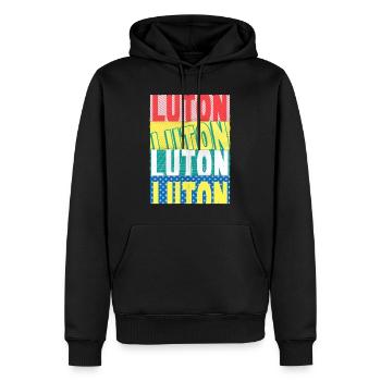 Luton Angleterre Royaume-Uni City Font Skyline Accueil - Sweat à capuche Premium bio Homme - noir - Devant - Nico (187cm)