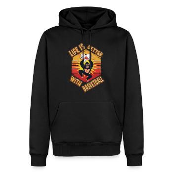 Basketball Gorilla Player Sport Vintage Rétro - Sweat à capuche Premium bio Homme - noir - Devant - Nico (187cm)