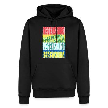 Regensburg Allemagne City Font Skyline - Sweat à capuche Premium bio Homme - noir - Devant - Nico (187cm)