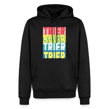 Trier Deutschland Stadt Schrift Skyline - Männer Premium Bio Hoodie - Schwarz - Vorne - Nico (187cm)