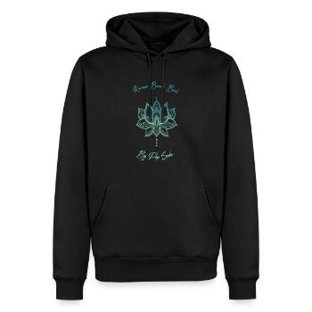 Blue lotus flower Karma Beach - Men’s Premium Organic Hoodie - black - Front - Nico (187cm)