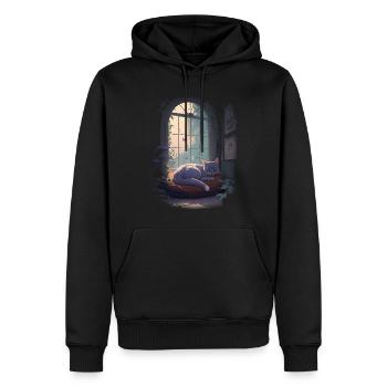 Schlafende Katze - Männer Premium Bio Hoodie - Schwarz - Vorne - Nico (187cm)