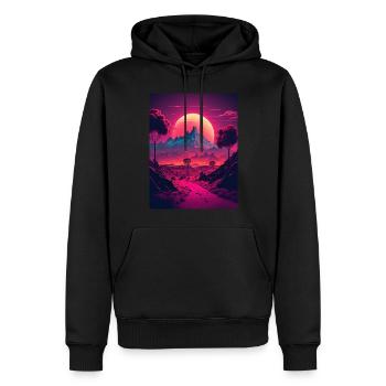 Cosmic Dreams of a Futurist Horizon - Männer Premium Bio Hoodie - Schwarz - Vorne - Nico (187cm)
