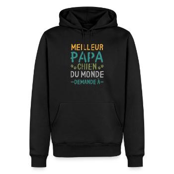Meilleur Papa Chien Du Monde cadeau Personnalisé - Sweat à capuche Premium bio Homme - noir - Devant - Nico (187cm)