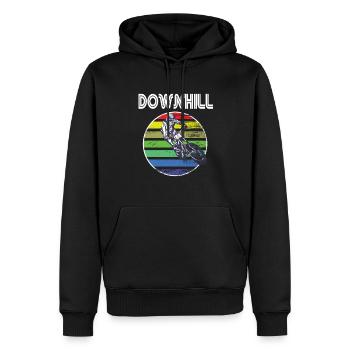 Biker Downhill - Männer Premium Bio Hoodie - Schwarz - Vorne - Nico (187cm)