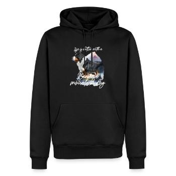 Bouvier bernois - Sweat à capuche Premium bio Homme - noir - Devant - Nico (187cm)