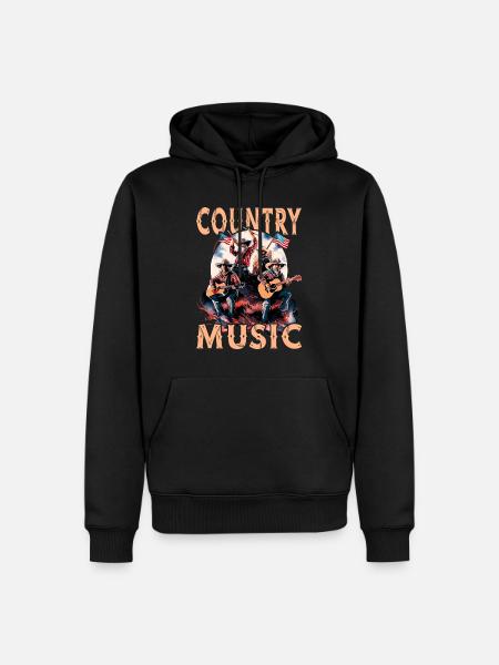 Country Musik Gitarre Sänger Western USA Vintage - Männer Premium Bio Hoodie - Schwarz