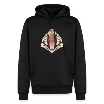 Tiger Polygon mit offenem Maul - Männer Premium Bio Hoodie - Schwarz - Vorne - Nico (187cm)