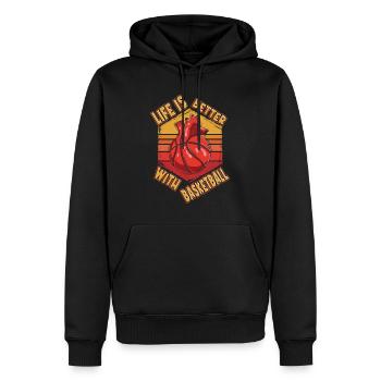 Basketball Herz Basketballer Sport Fan Vintage - Männer Premium Bio Hoodie - Schwarz - Vorne - Nico (187cm)