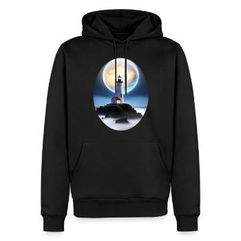 Phare - Sweat à capuche Premium bio Homme - noir - Devant - Nico (187cm)
