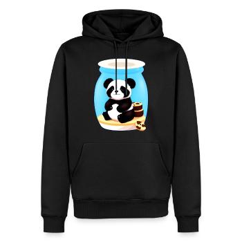 Mignon petit panda avec des biscuits - Sweat à capuche Premium bio Homme - noir - Devant - Nico (187cm)