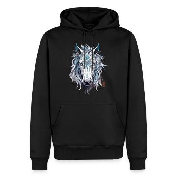 Horse Spirit Animal - Männer Premium Bio Hoodie - Schwarz - Vorne - Nico (187cm)