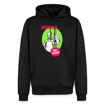 Döner Kebap mit viel Scharf Retro Trash Design - Männer Premium Bio Hoodie - Schwarz - Vorne - Nico (187cm)