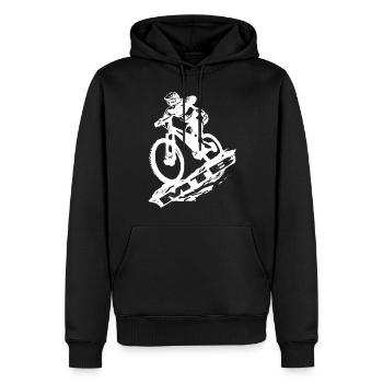 MTB Bike - Männer Premium Bio Hoodie - Schwarz - Vorne - Nico (187cm)