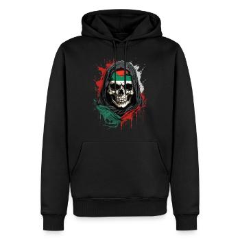 Fierté de la Palestine : Crâne et drapeau - Sweat à capuche Premium bio Homme - noir - Devant - Nico (187cm)