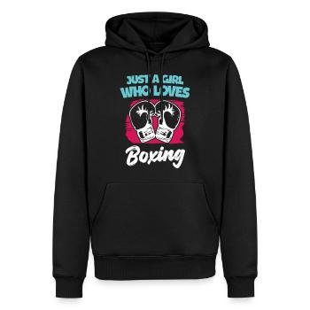 Juste une fille qui aime la boxe - Sweat à capuche Premium bio Homme - noir - Devant - Nico (187cm)