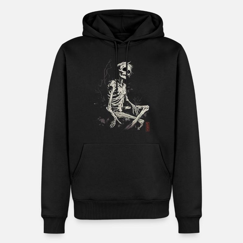 Sitting Skeleton - Männer Premium Bio Hoodie - Schwarz