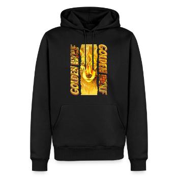 Loup loup tête de loup or mystique Nature nature sauvage Art - Sweat à capuche Premium bio Homme - noir - Devant - Nico (187cm)