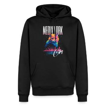 New York City Katze Meow Stadt Skyline Amerika USA - Männer Premium Bio Hoodie - Schwarz - Vorne - Nico (187cm)