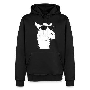 Lustiges Alpaka mit Sonnenbrille Coole Alpakas - Männer Premium Bio Hoodie - Schwarz - Vorne - Nico (187cm)