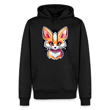 Dessin de Fennec renard du désert - Sweat à capuche Premium bio Homme - noir - Devant - Nico (187cm)