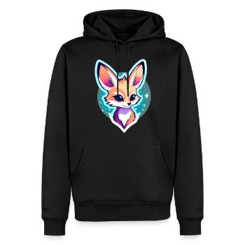 Dessin de Fennec renard du désert - Sweat à capuche Premium bio Homme - noir - Devant - Nico (187cm)