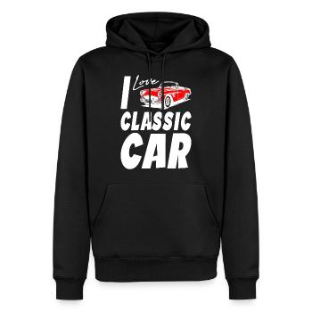 J’aime les voitures classiques - Sweat à capuche Premium bio Homme - noir - Devant - Nico (187cm)