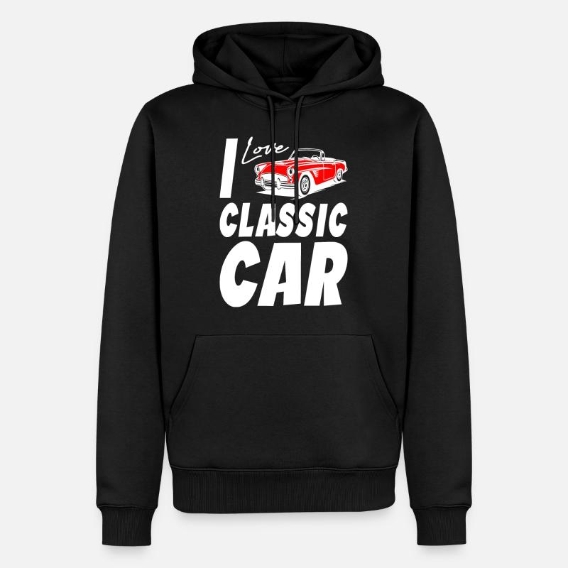 J’aime les voitures classiques - Sweat à capuche Premium bio Homme - noir