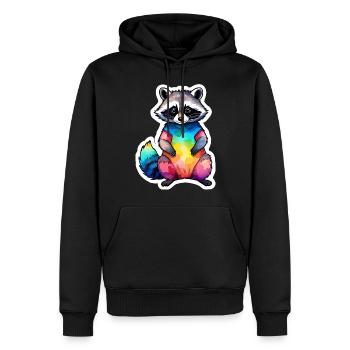 Illustration aquarelle de raton laveur - Sweat à capuche Premium bio Homme - noir - Devant - Nico (187cm)