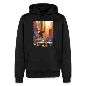 Parkour - Sweat à capuche Premium bio Homme - noir - Devant - Nico (187cm)