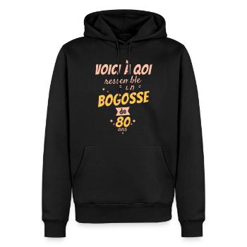 Voici à quoi ressemble un bogosse de 80 Ans - Sweat à capuche Premium bio Homme - noir - Devant - Nico (187cm)